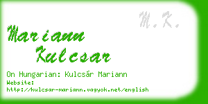 mariann kulcsar business card